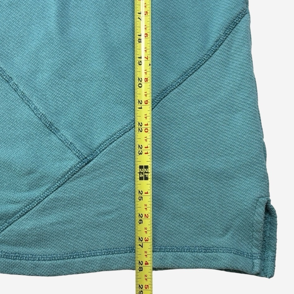 Soft Surroundings Drawstring Neck Tunic Top Size M Cotton Knit Teal Blue - Picture 6 of 10